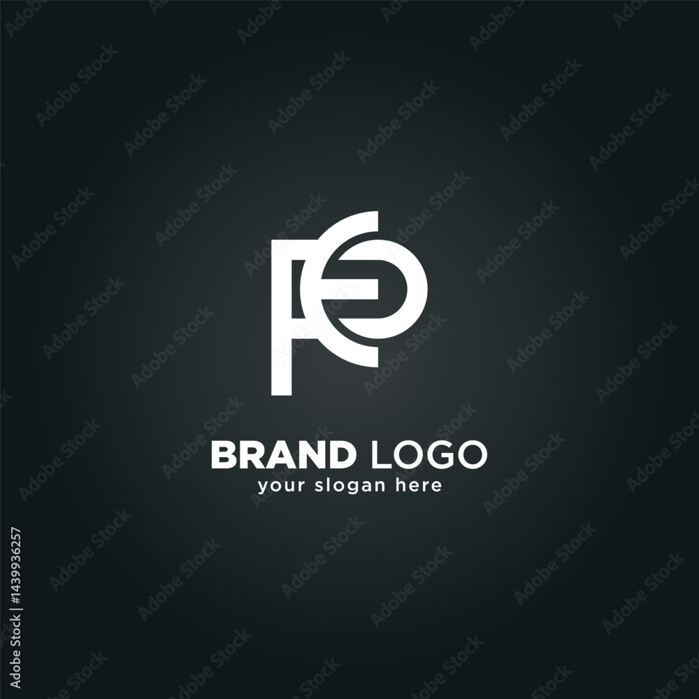 Obraz premium Modern Letter P and E Monogram Logo with Black Background.