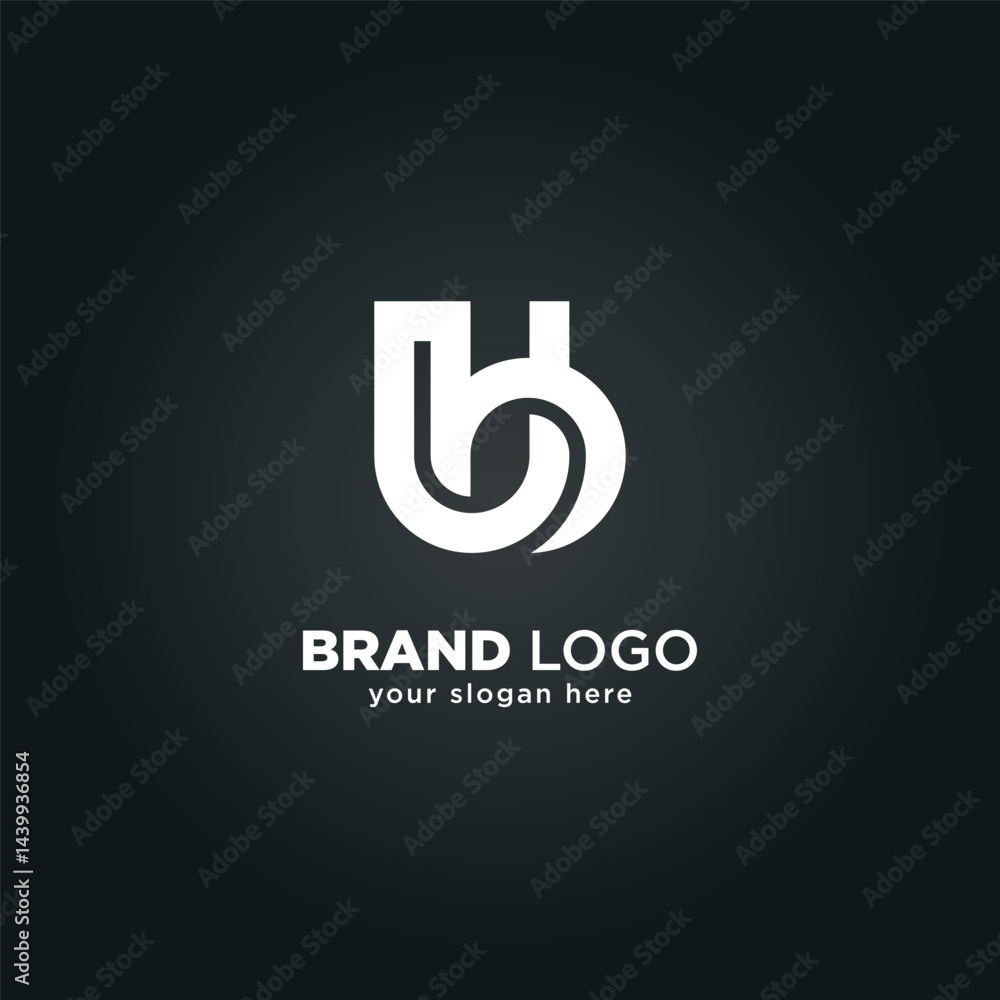 Modern Letter U and B Monogram Logo with Black Background. Modern Letter U and B Monogram Logo with Black Background.