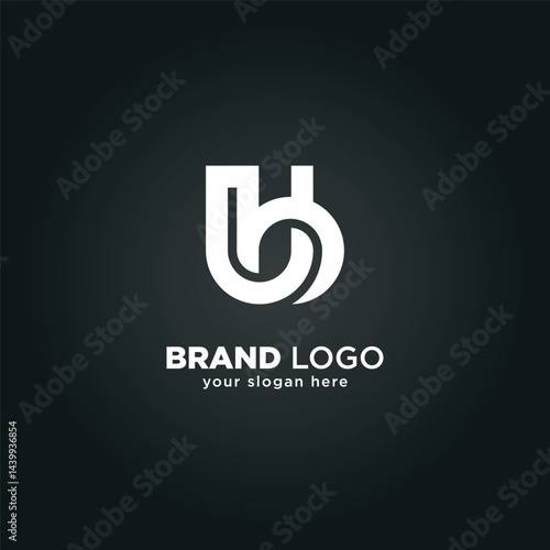 Modern Letter U and B Monogram Logo with Black Background.