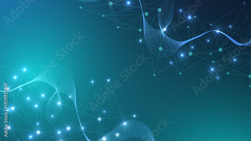 Global network connection website header or banner design. Abstract background with connecting dots and lines. Global business. Social network communication. Internet technology. Vector illustration