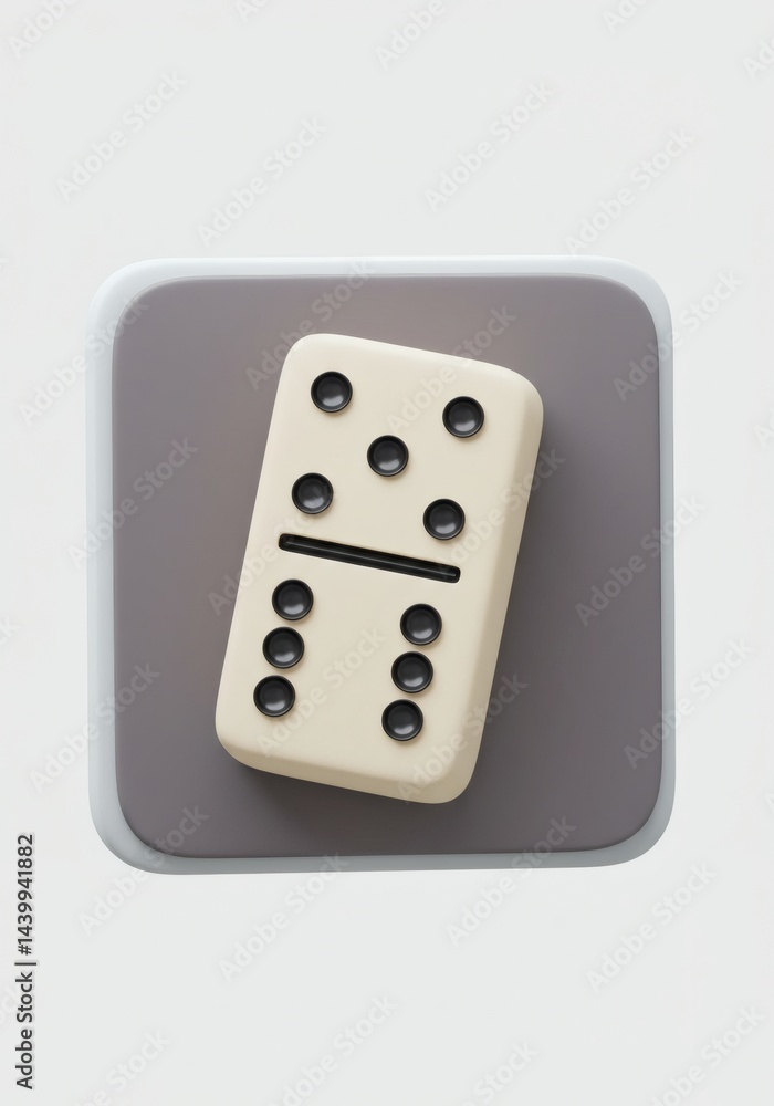 Domino Tile on Neutral Grey Background - A Graphic Representation of Strategy and Chance Domino Tile on Neutral Grey Background - A Graphic Representation of Strategy and Chance