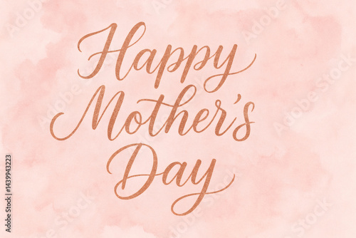 Happy mother's day greeting card design in pink watercolor background for social media and print use