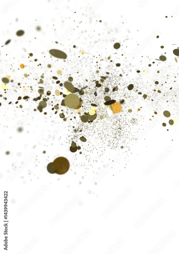 Euphoric Eruption: Magnificent 3D Illustration Showcasing Bursting gold Confetti PNG Euphoric Eruption: Magnificent 3D Illustration Showcasing Bursting gold Confetti PNG