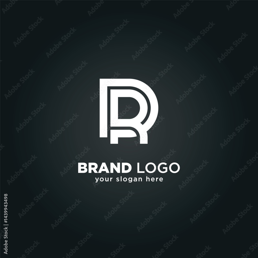 Fototapeta premium Alphabet Letter D and R Monogram Logo with Black Background.