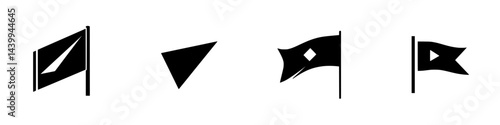 Vector illustration of various flag designs showcased in black and white style