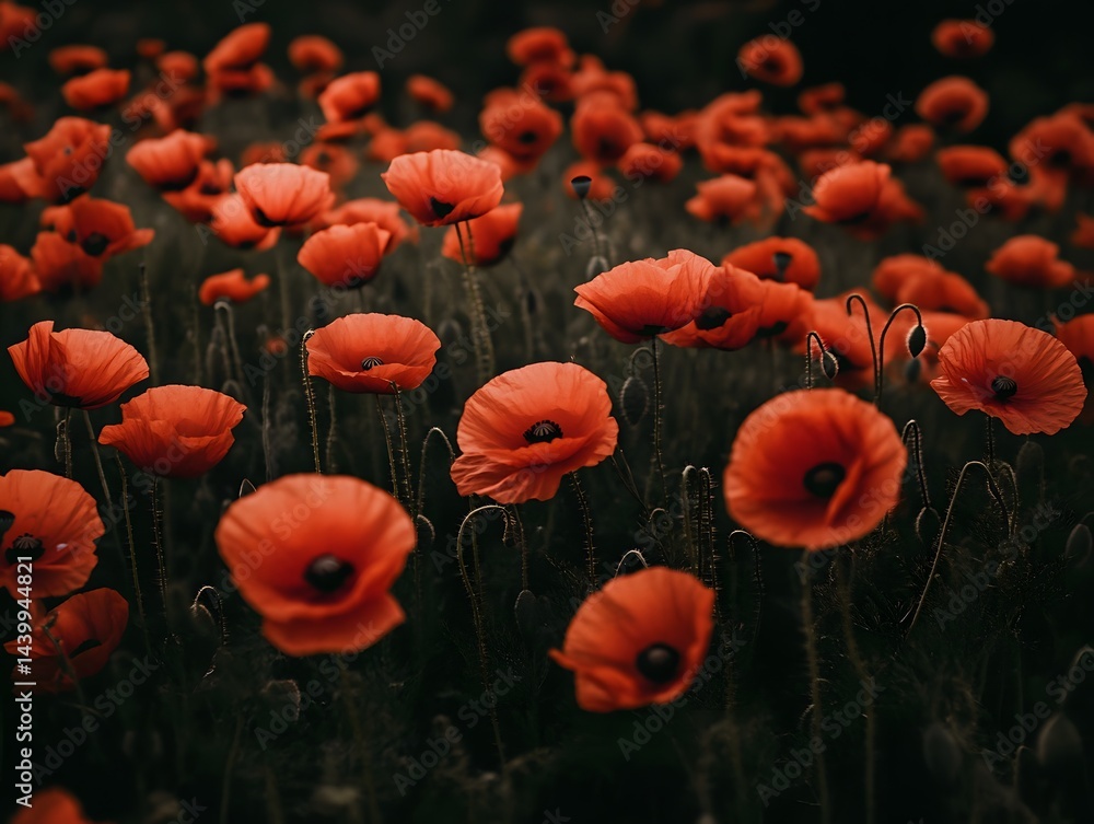 Obraz premium Vibrant Red Poppies Blooming in Lush Spring Fields - Captivating Wildflower Landscape