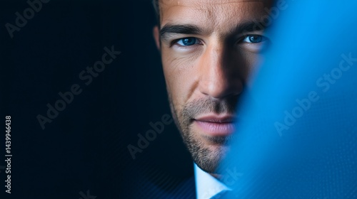 Obraz na płótnie Close-up of serious businessman, Focused man portrait, Concept of leadership and confidence w salonie