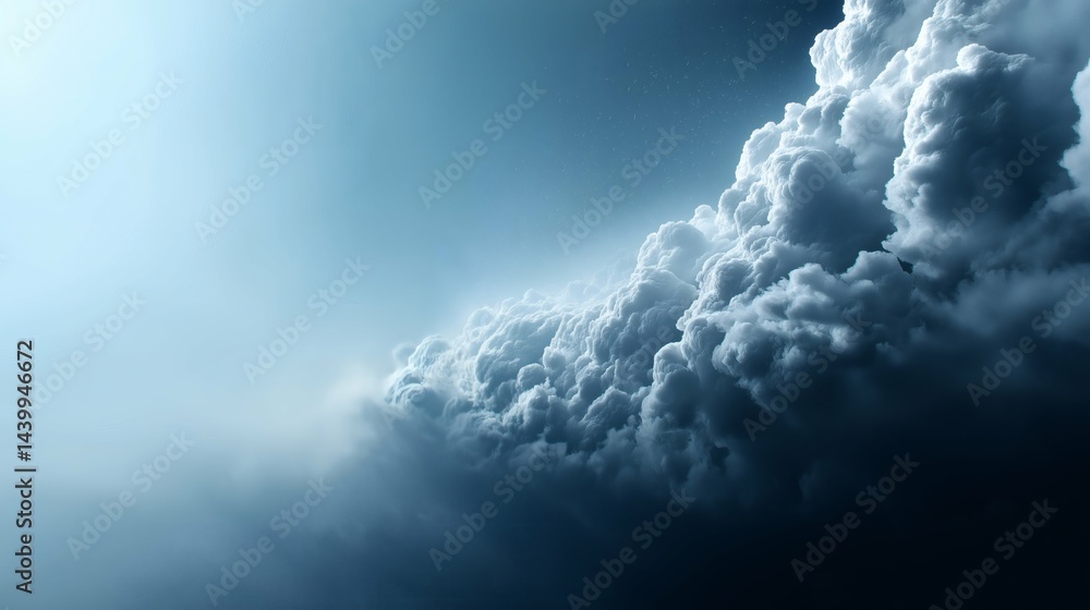 Dark storm clouds in blue sky, Dramatic weather background, Concept of nature power and awe