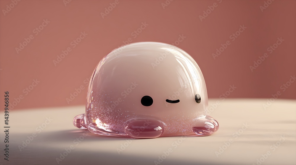 Fototapeta premium Adorable glassy creature, pastel pink