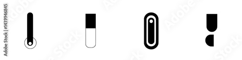 Vector illustration of simple black and white icons depicting various shapes and objects in a clean design style