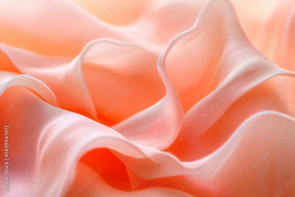 Obraz premium Delicate, peach-toned fabric drapes in soft folds.