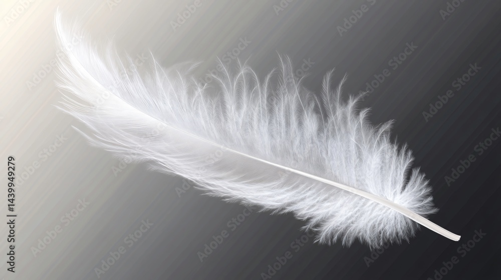 Obraz premium Elegant White Feather on Transparent Background for Creative Projects
