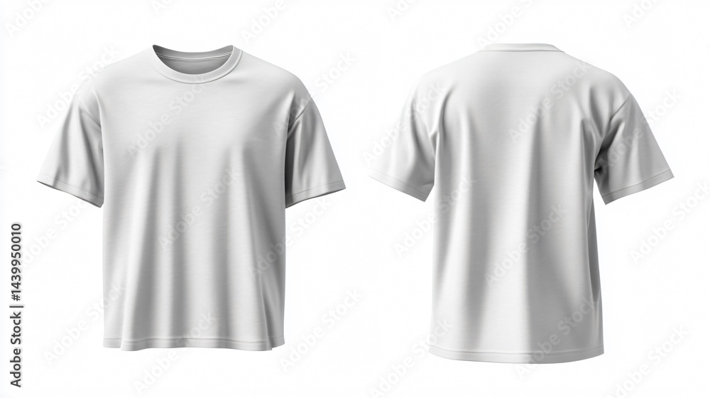 Stylish White Oversized T-Shirt Front and Back Mockup for Fashion Designs Stylish White Oversized T-Shirt Front and Back Mockup for Fashion Designs