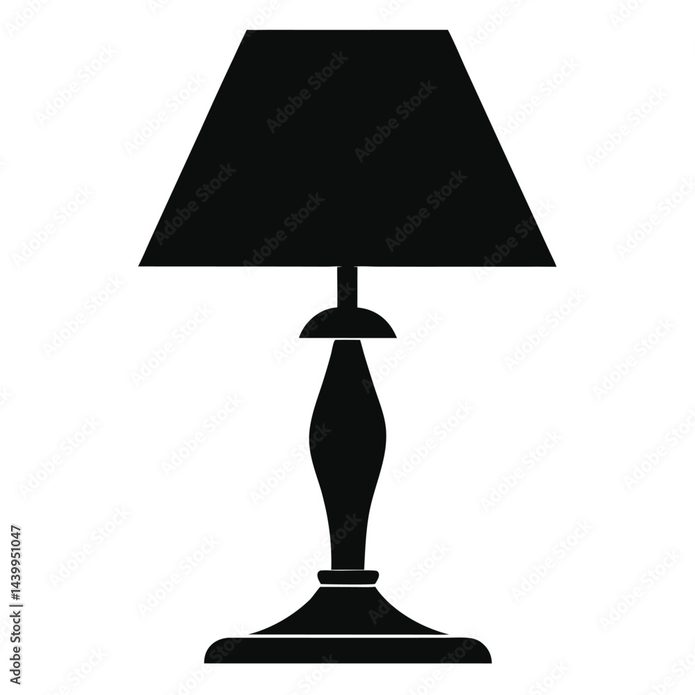 Obraz premium A table lamp silhouette vector illustration on white background 