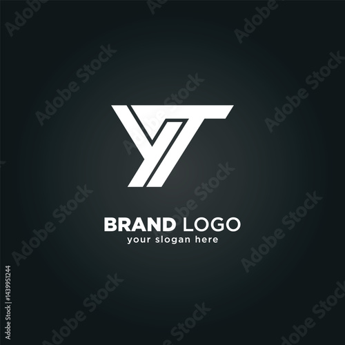 Creative Letter Y and T Monogram Logo with Black Background.