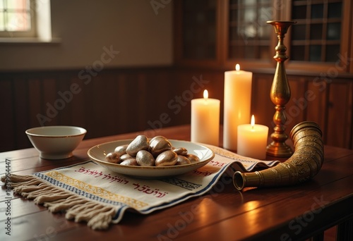 symbolic items yom kippur observance spiritual ritual reflection fasting customs ceremonial objects tradition heritage, tallit, neilah, siddur, candle
