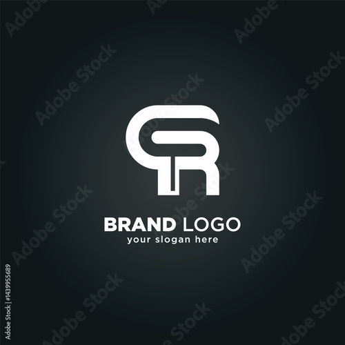 Creative Letter Q and R Monogram Logo with Black Background.