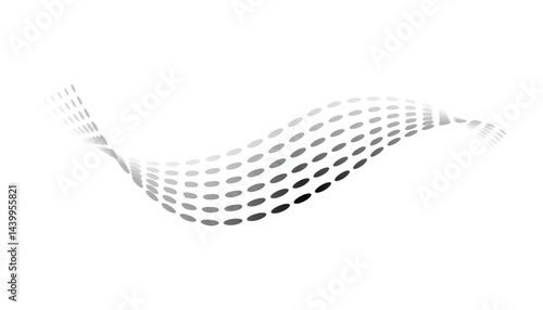 Obraz na płótnie Dotted halftone waves. Flowing wavy lines pattern. Abstract liquid shapes, wave effect dotted gradient texture. Curve textures with halftone circular point isolated on white background w salonie
