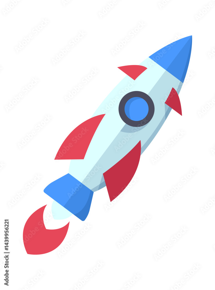 Design element for successful start up, starting new business project banner. Rocketship. Starting launch, entrepreneurial concept. Vector cartoon illustration