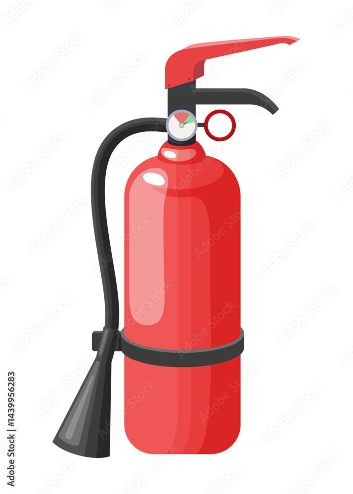 Obraz premium Fire extinguisher tank flat isolated cartoon illustration on white background