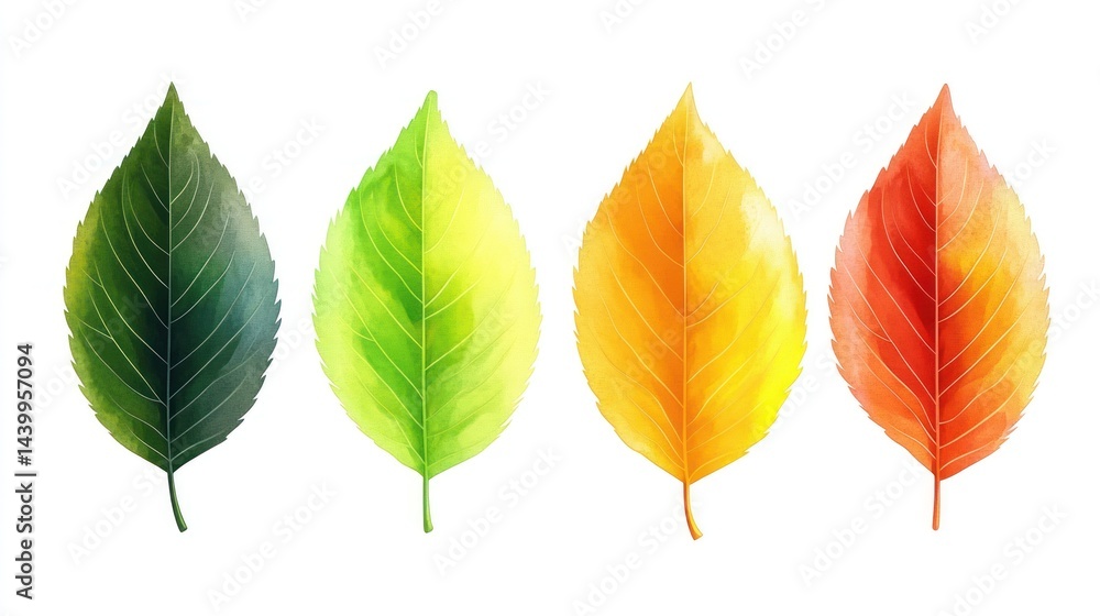 Fototapeta premium Autumn leaves watercolor illustration