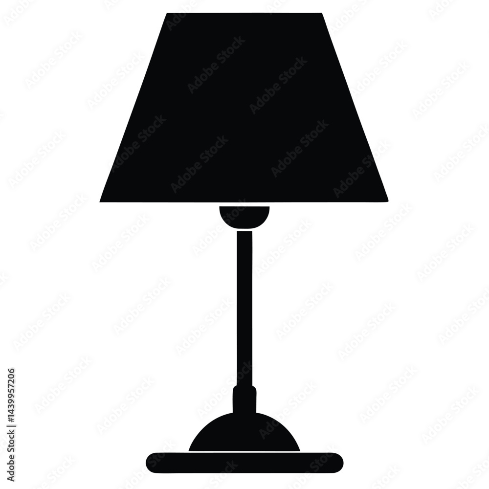 Fototapeta premium A table lamp silhouette vector illustration on white background 