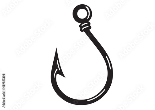 fishing hook logo silhouette vector, fishing hook logo icon silhouette, a silhouette vector simple fishing hook logo, fishing hook logo icon on black and white vector silhouette on white background 