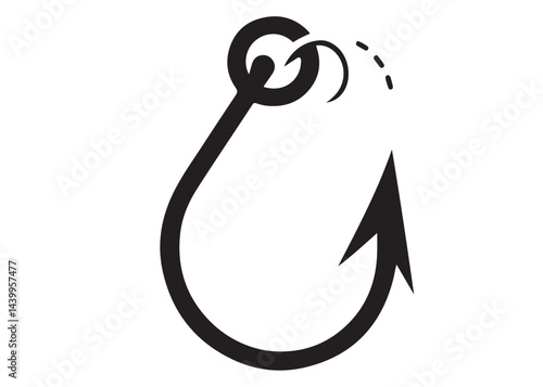 fishing hook logo silhouette vector, fishing hook logo icon silhouette, a silhouette vector simple fishing hook logo, fishing hook logo icon on black and white vector silhouette on white background 