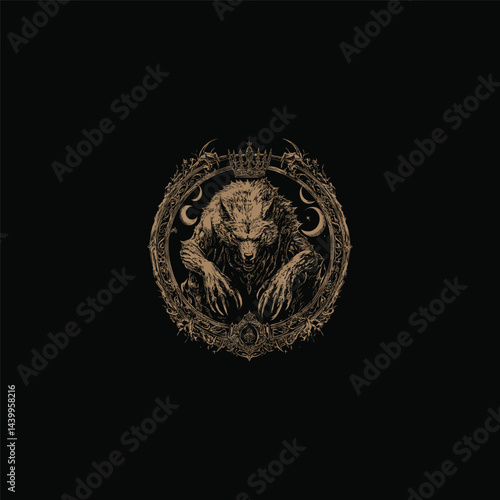 Royal werewolf design vector template illustration