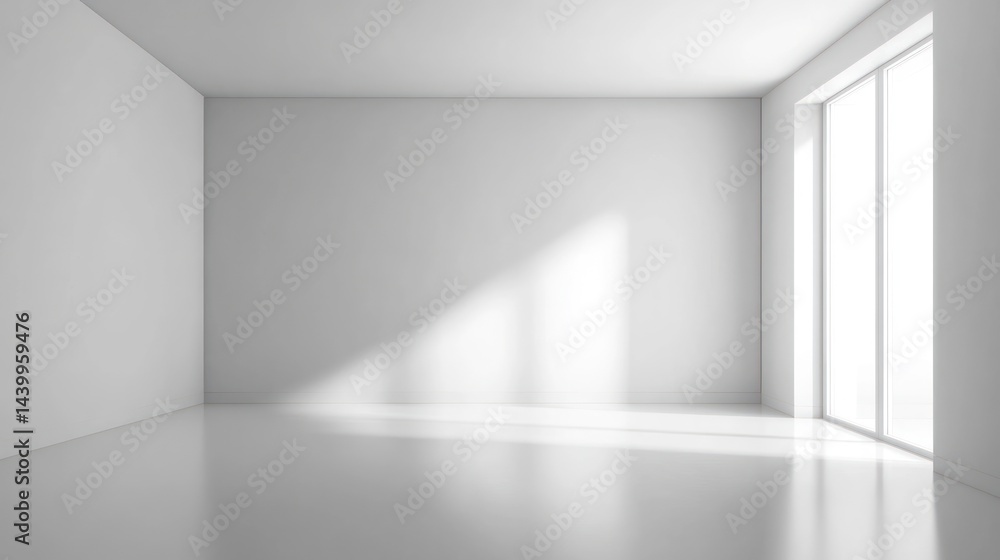 Empty modern room with large window bright sunlight Empty modern room with large window bright sunlight