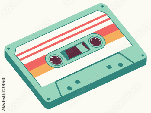 Retro Cassette Tape Illustration: Vintage Music, Audio, and Nostalgia Design.
