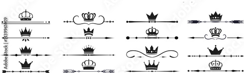 Crown silhouette collection, royal luxury crown set. Premium crowns. Frames and borders. Vector illustration