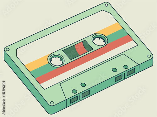 Retro Cassette Tape Illustration: Vintage Music, Audio, and Nostalgia Design.