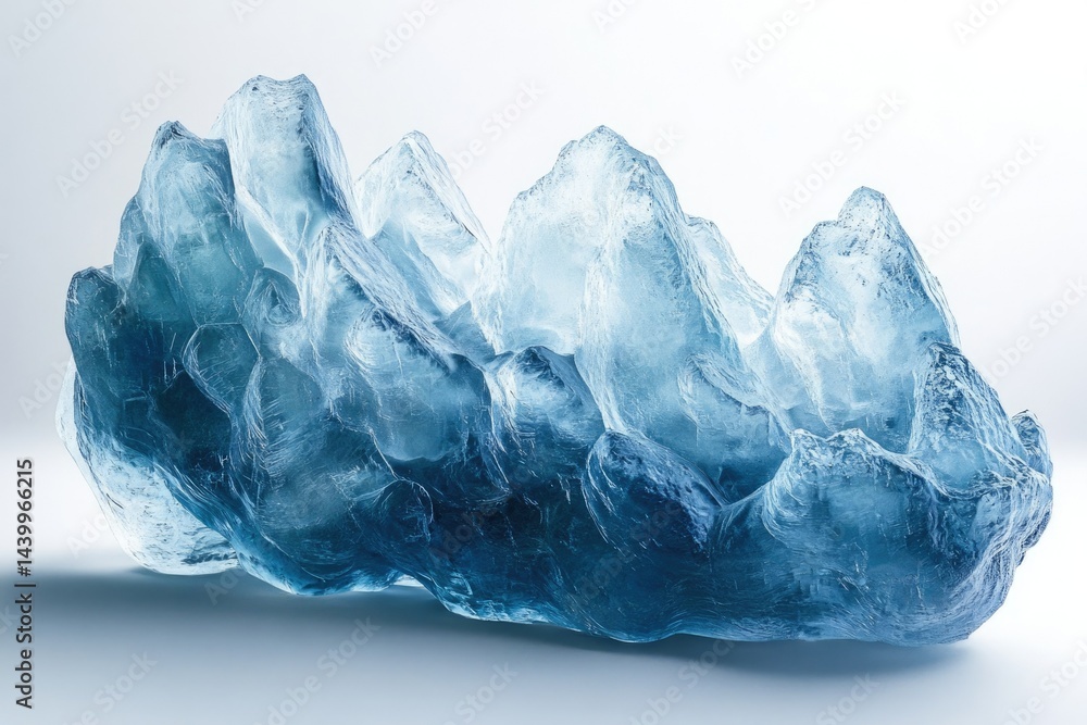A stunning, translucent blue ice formation, resembling a miniature glacial landscape. A stunning, translucent blue ice formation, resembling a miniature glacial landscape.