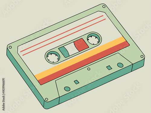 Retro Cassette Tape Illustration: Vintage Music, Audio, and Nostalgia Design.