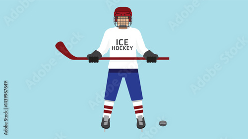 Canvas Print illustration of an ice hockey player in action, equipped with a stick and protec