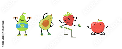 Set Fruit Character cute