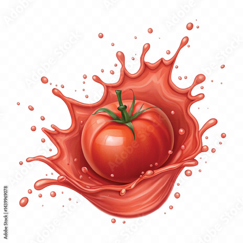 realistic 3d red tomato juice or ketchup sauce splashes isolated on transparent background
