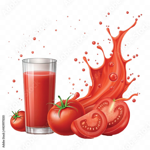 realistic 3d red tomato juice or ketchup sauce splashes isolated on transparent background