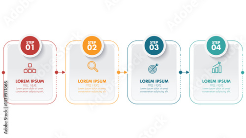 Flat design illustration of an infographic featuring tabs and titles, arranged for easy data presentation with a clean and modern layout, visualizing information -50