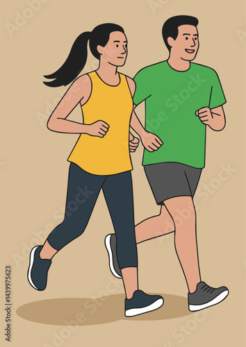 Couple Jogging Together in the Park