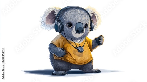 Wallpaper Mural Cute koala wearing headphones and shirt. Torontodigital.ca