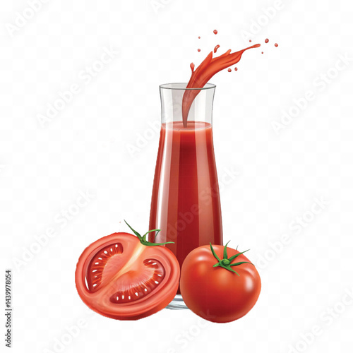 realistic 3d red tomato juice or ketchup sauce splashes isolated on transparent background