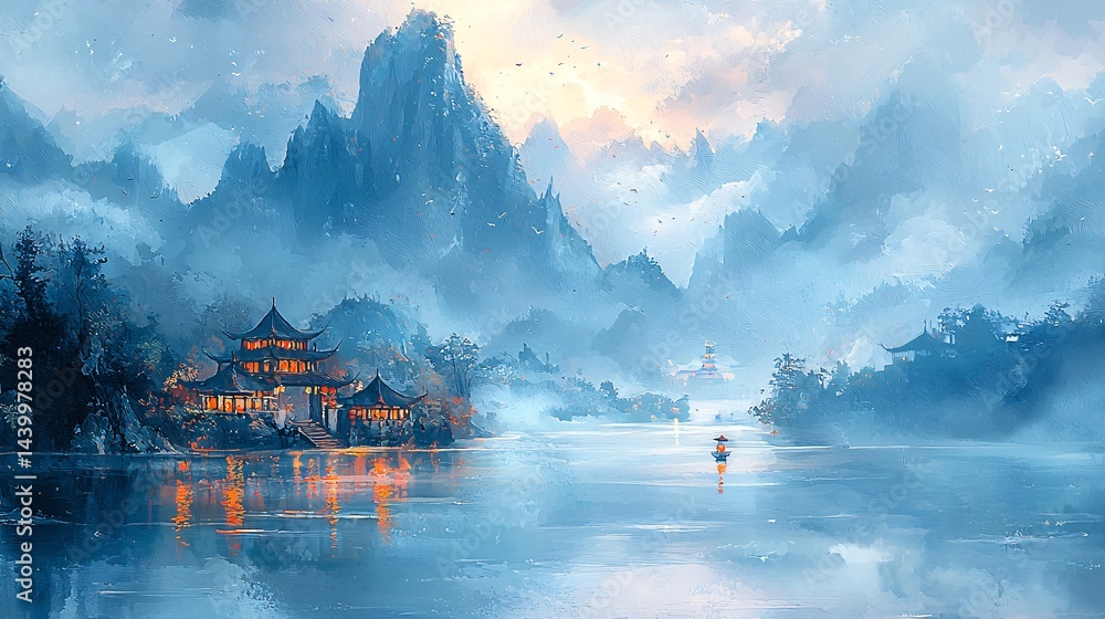 Fototapeta premium ink landscape painting