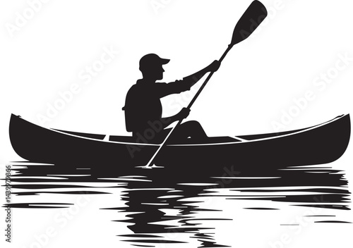 paddling a canoe on a lake