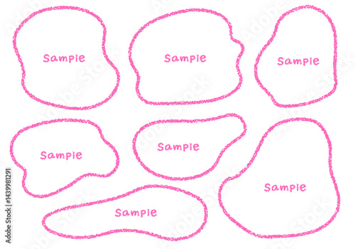 手描きのクレヨン素材　ラフな形のフレームセット