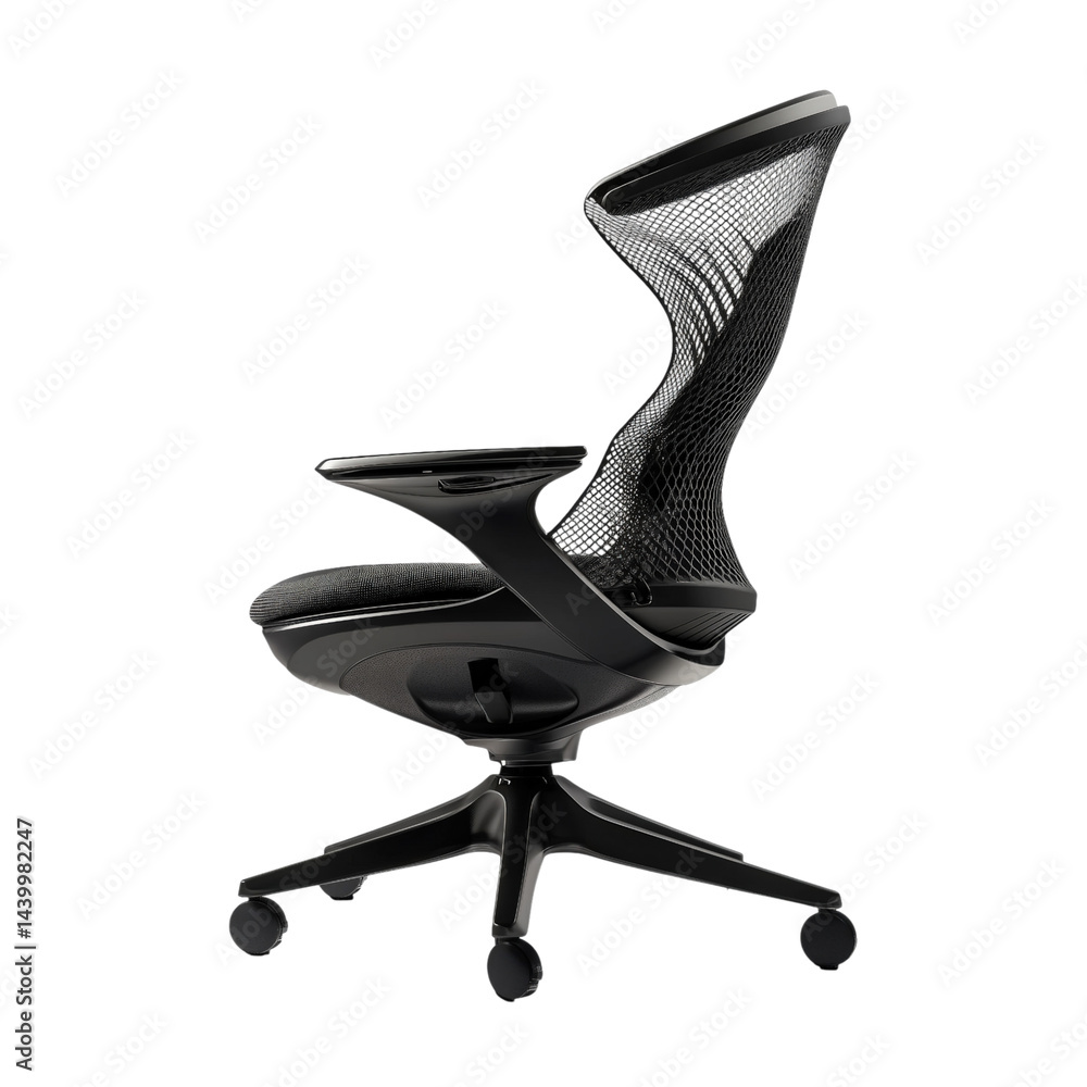 Modern ergonomic office chair with mesh backrest and wheels, designed for comfort, style, and efficient workspace use.