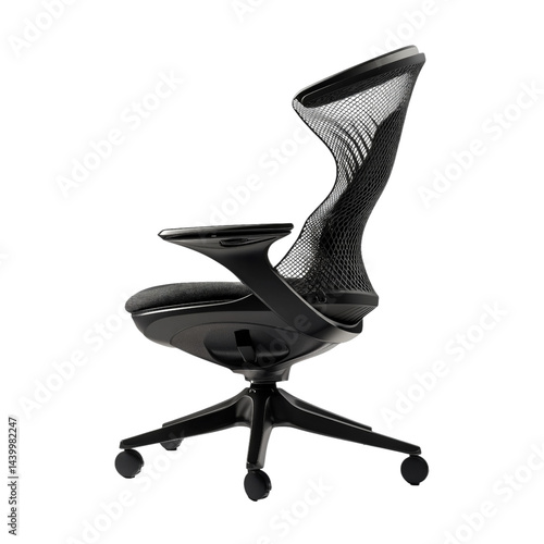Obraz na płótnie Modern ergonomic office chair with mesh backrest and wheels, designed for comfort, style, and efficient workspace use. w salonie