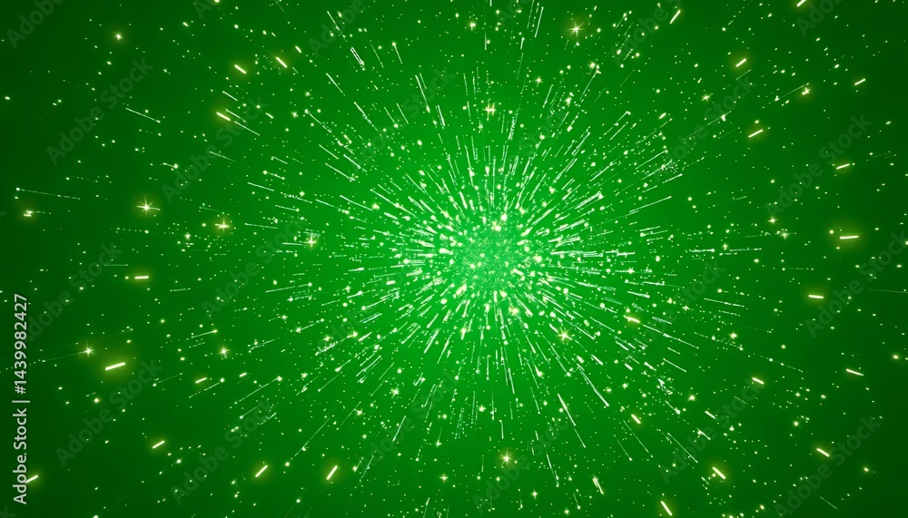 Radiant Golden Particle Burst Isolated on Green Screen Background Perfect for Melancholic Music Vfx with Dynamic Glowing Motion ideal for Compositing and Festive Visualizations