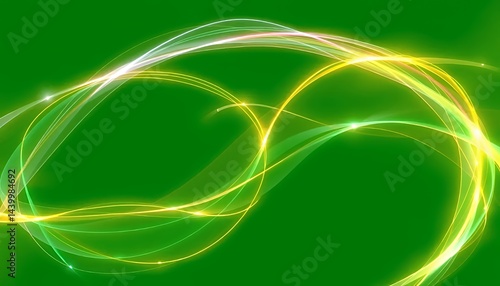 Obraz na płótnie Vibrant Swirling Light Streaks Isolated on Green Screen Background a Musical Fantasy Element for VFX Production With Abstract Graphic Motion Design and Colorful Glowing Curves w salonie